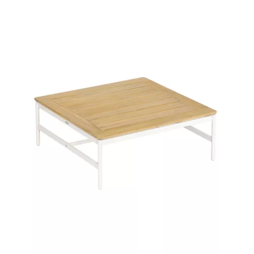 AROUND LOW TABLE 70CM (POWDER COATED) (TEAK TOP) (ARCTIC WHITE FRAME)