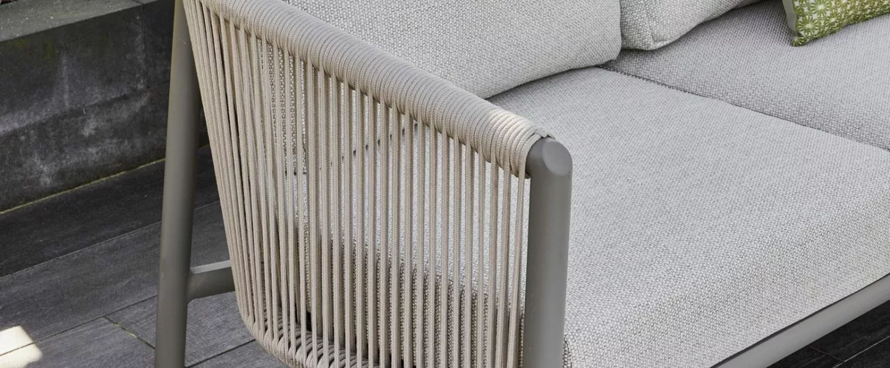 Bora Bora sofa 204, frame aluminium Taupe, rope weave Oak, Bee Wett cushion Natural Oak - Bilde 3