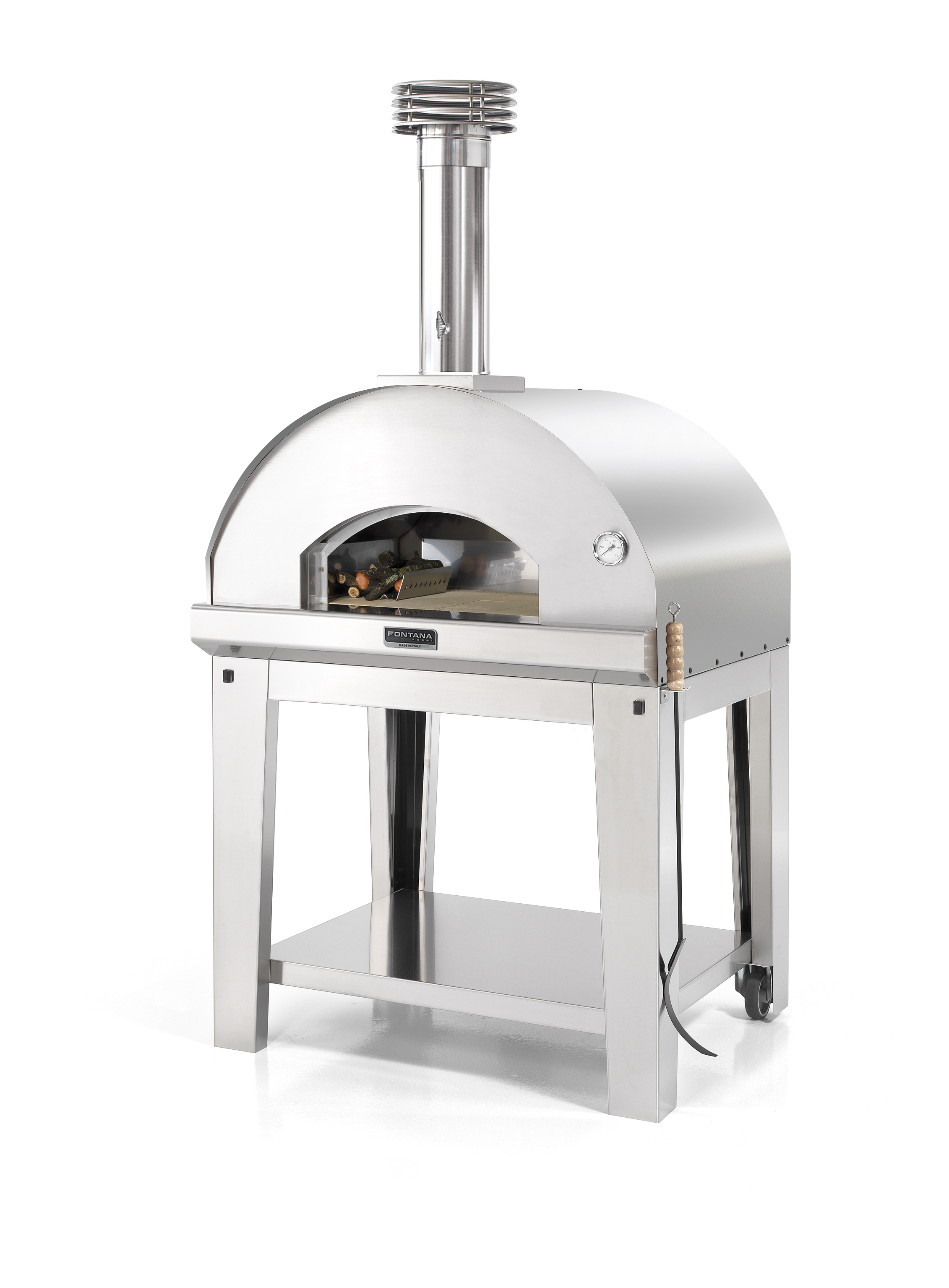 MANGIAFUOCO INOX - INKL. VOGN/TROLLEY VEDFYRT PIZZAOVN